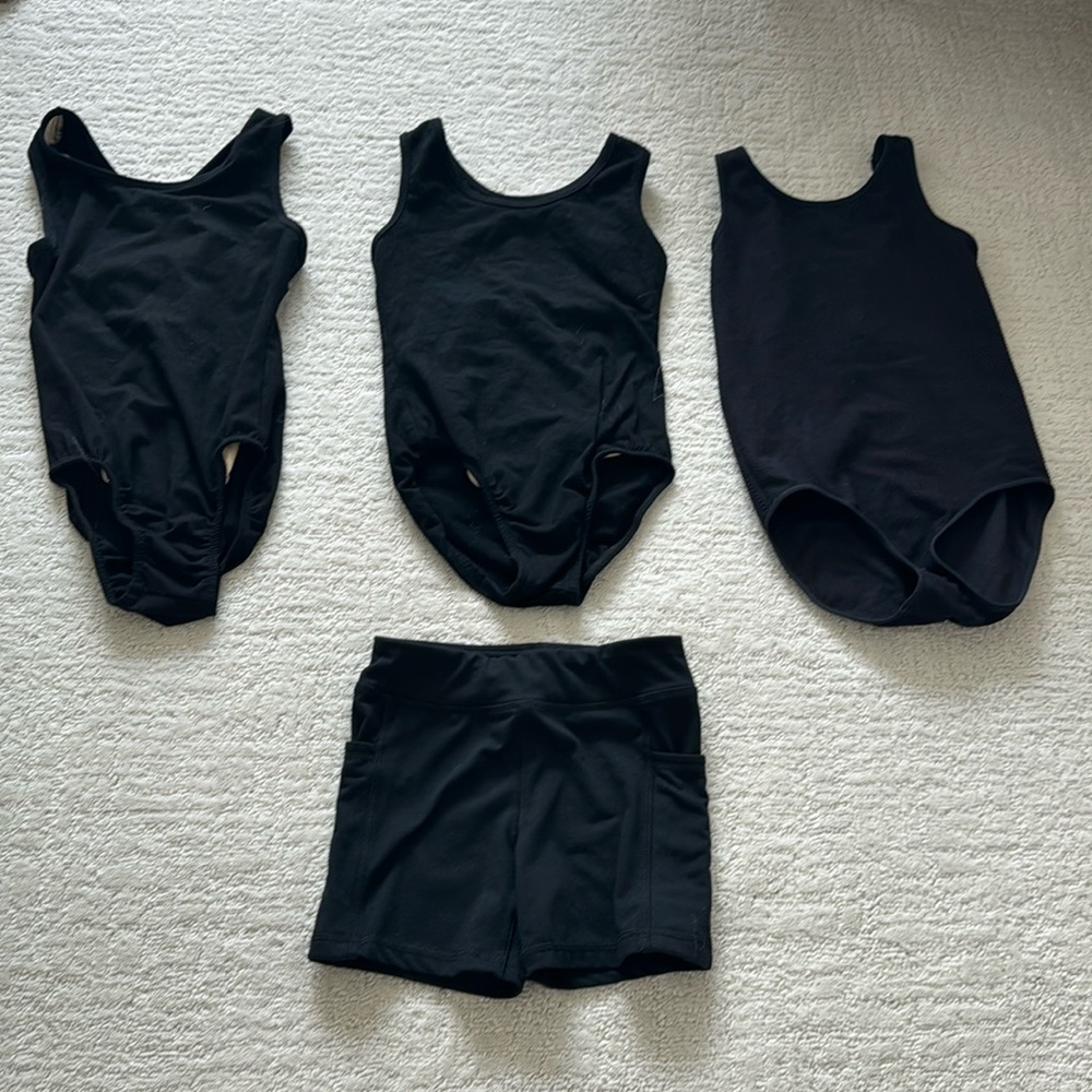 Capezio leotard and spandex bundle. Three leotards and one pair of spandex.